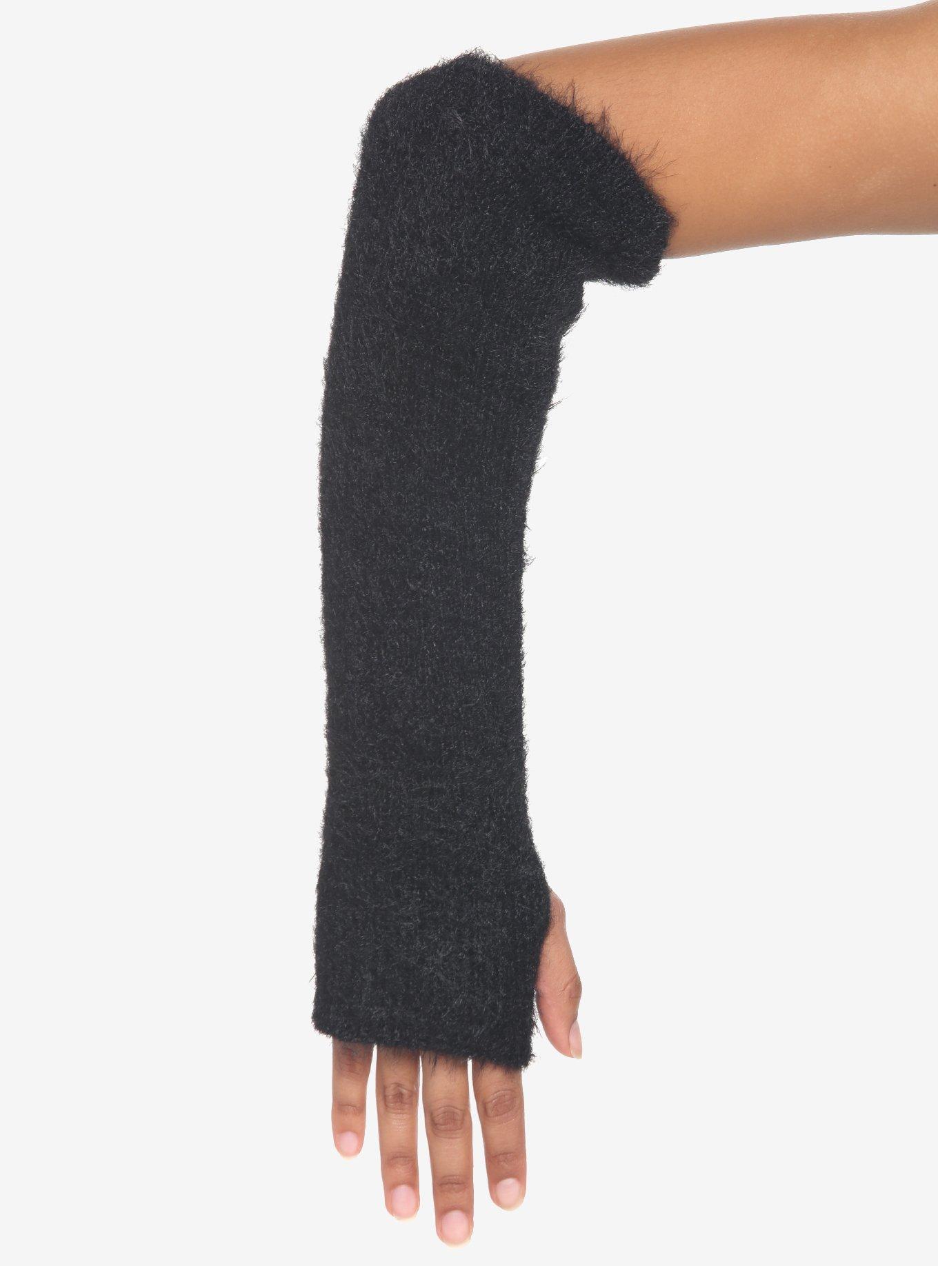 Black Fuzzy Arm Warmers, , alternate