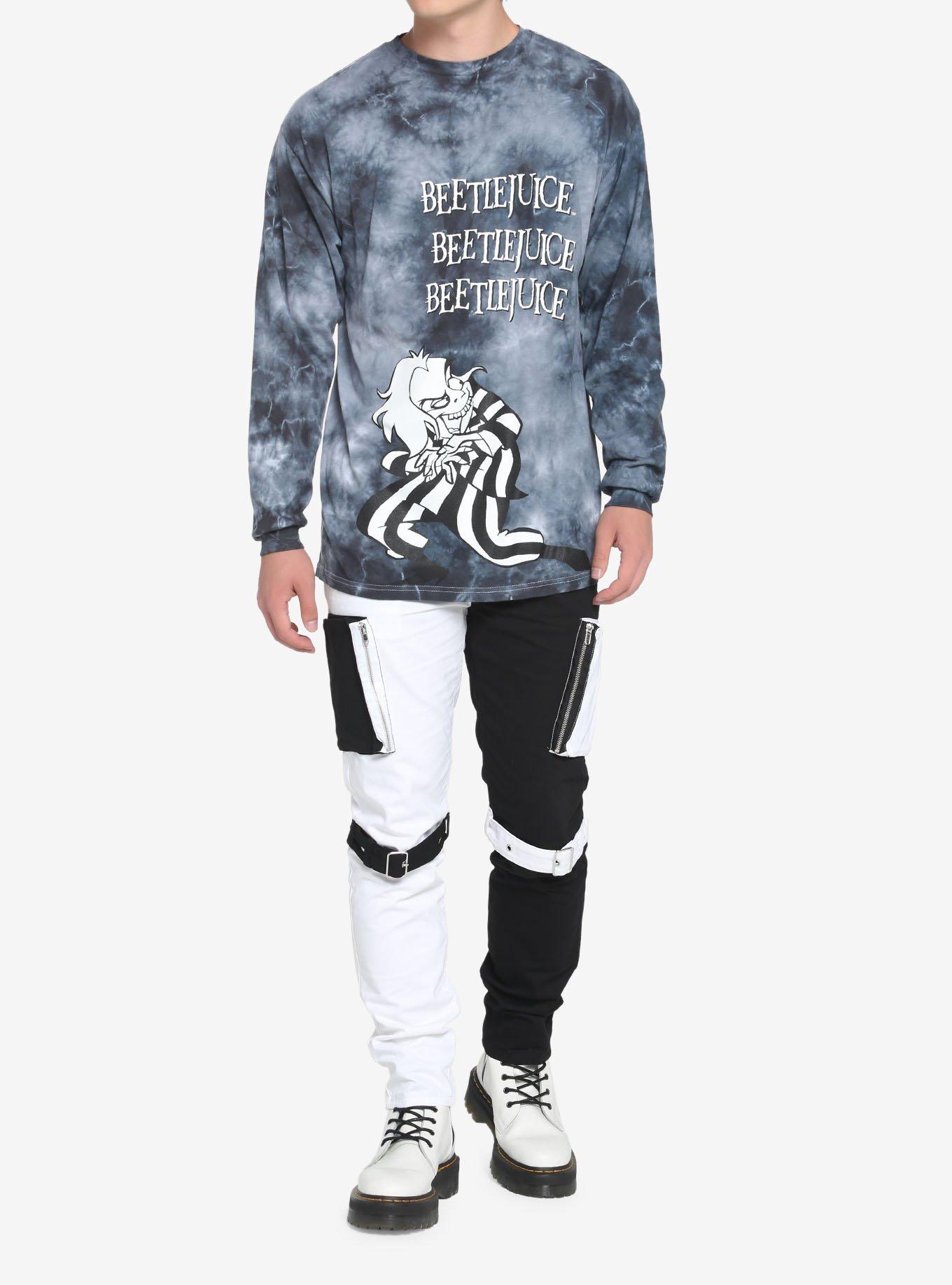 Beetlejuice Cartoon Dark Wash Long-Sleeve T-Shirt, BLACK, alternate
