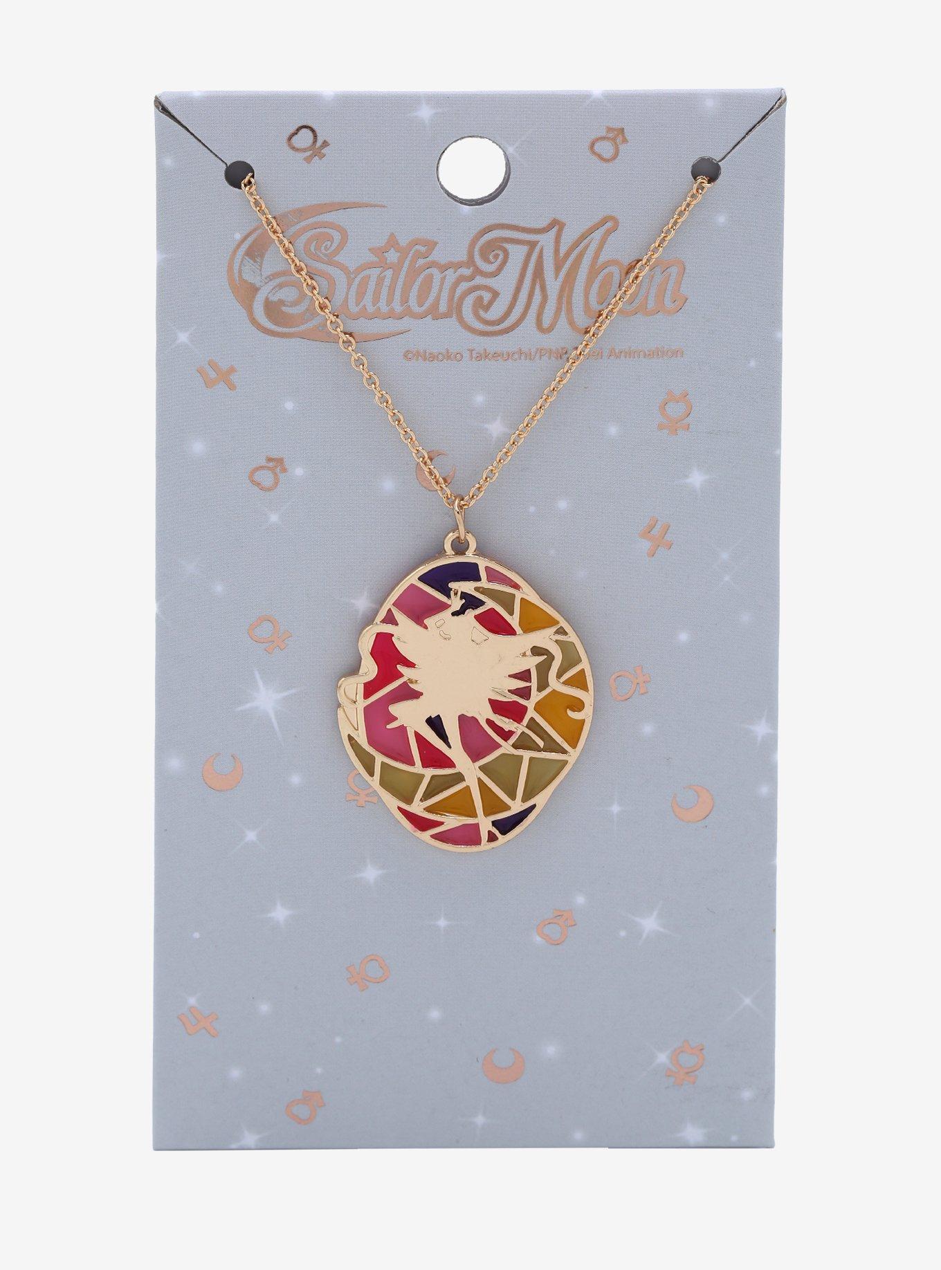 Pretty Guardian Sailor Moon Sailor Moon Silhouette Stained Glass Necklace - BoxLunch Exclusive, , alternate