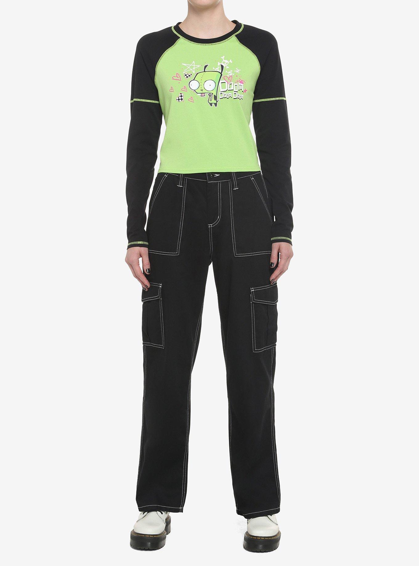 Invader Zoom GIR Contrast Stitch Girls Raglan Long-Sleeve Top, MULTI, alternate