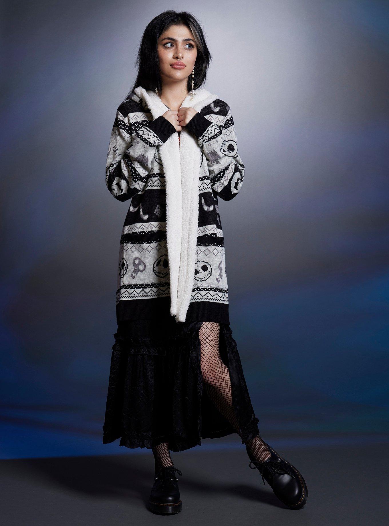 The Nightmare Before Christmas Fair Isle Girls Sherpa Cardigan, BLACK, alternate