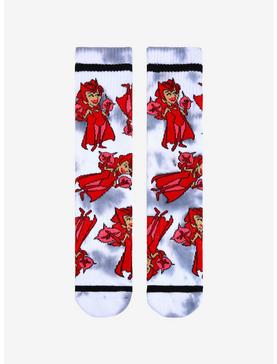 Plus Size Marvel WandaVision Scarlet Witch Cartoon Allover Print Tie-Dye Crew Socks - BoxLunch Exclusive , , hi-res