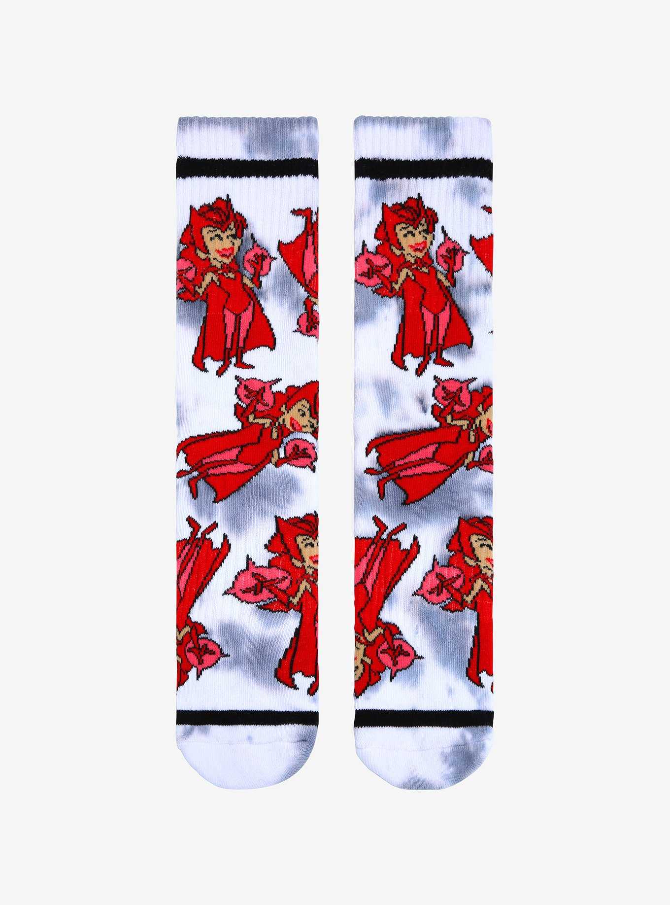 Marvel WandaVision Scarlet Witch Cartoon Allover Print Tie-Dye Crew Socks - BoxLunch Exclusive , , hi-res