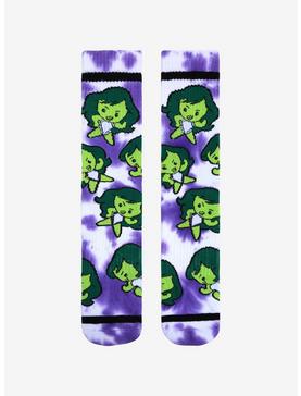 Plus Size Marvel She-Hulk Chibi Allover Print Tie-Dye Crew Socks - BoxLunch Exclusive , , hi-res