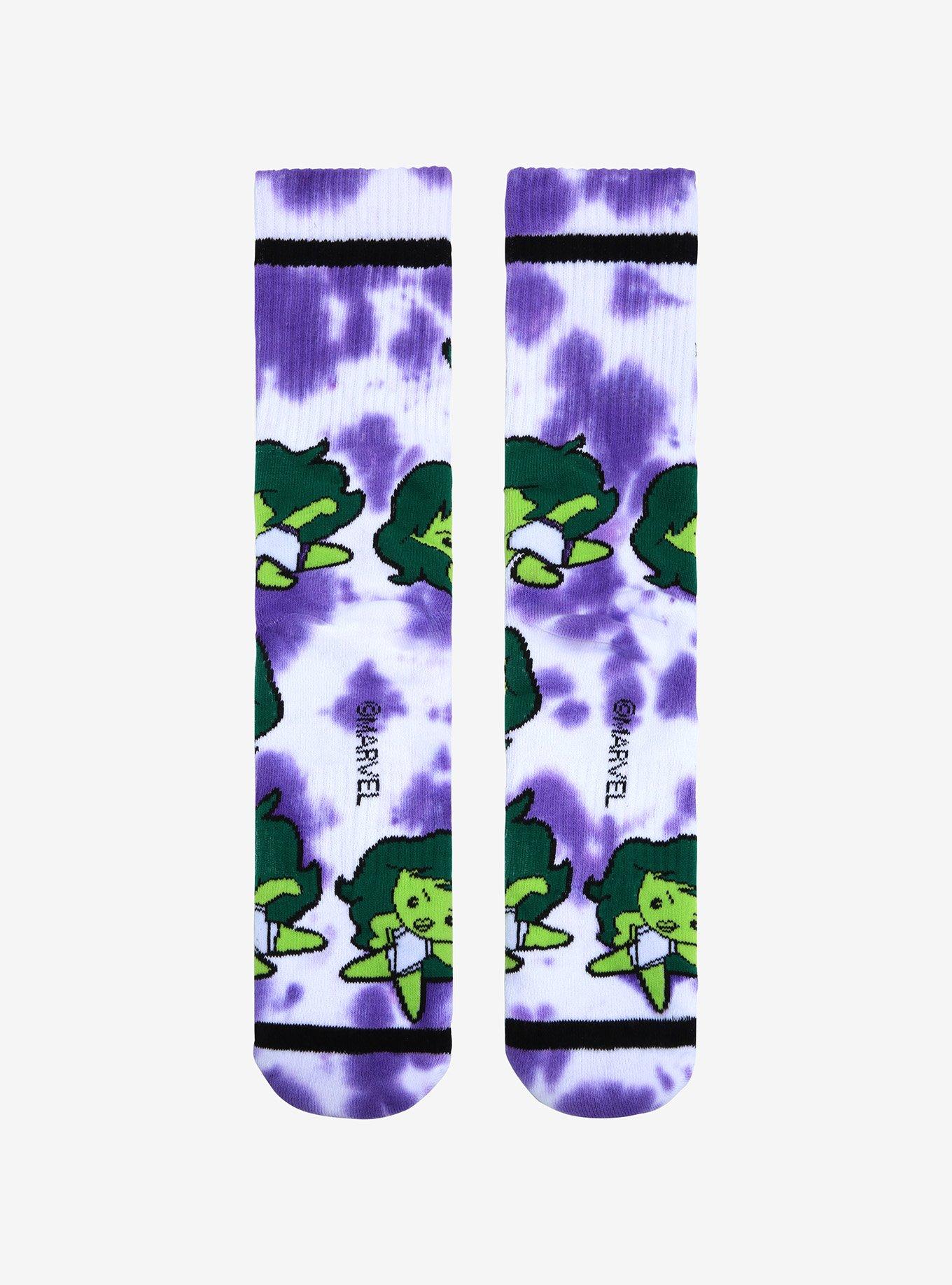 Marvel She-Hulk Chibi Allover Print Tie-Dye Crew Socks - BoxLunch Exclusive , , alternate