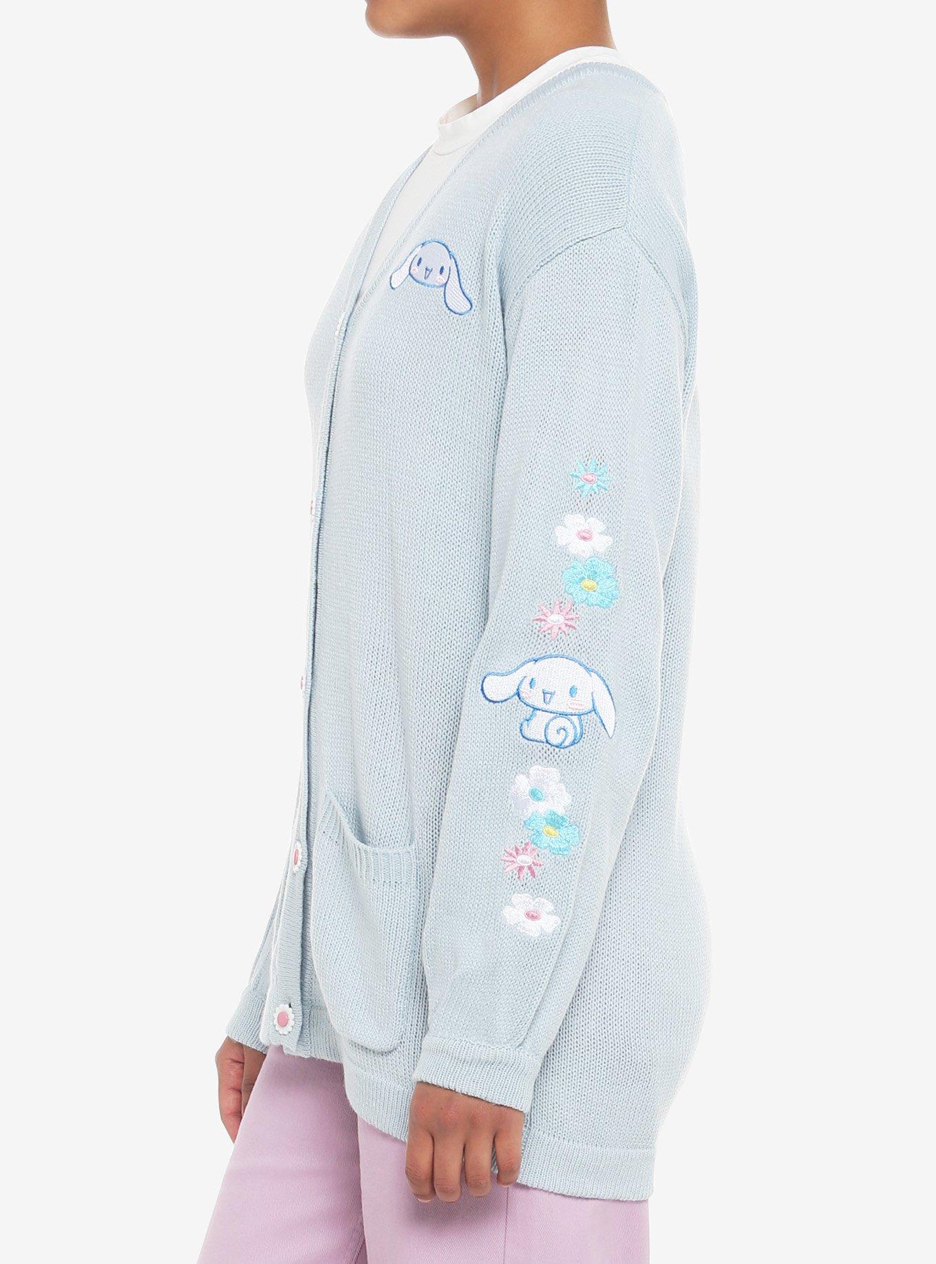 Cinnamoroll Embroidered Oversized Cardigan, LIGHT BLUE, alternate