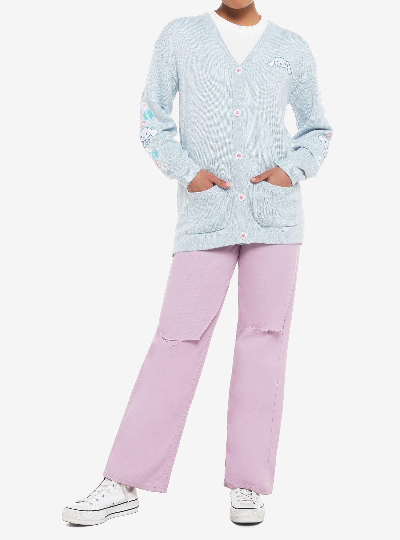 Cinnamoroll Embroidered Girls Oversized Cardigan, MULTI, alternate