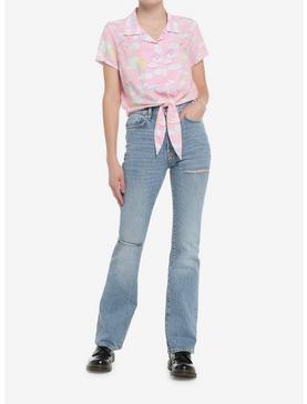 Care Bears Rainbows & Clouds Tie-Front Girls Woven Button-Up, , hi-res