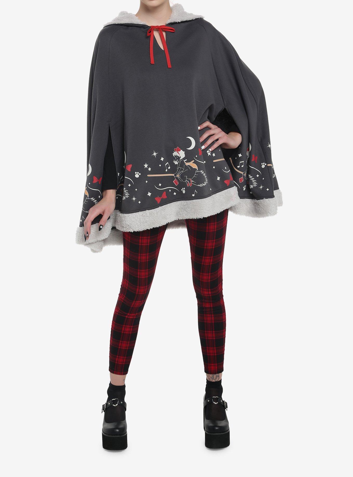 Her Universe Studio Ghibli Kiki's Delivery Service Fuzzy Trim Girls Poncho, MULTI, alternate