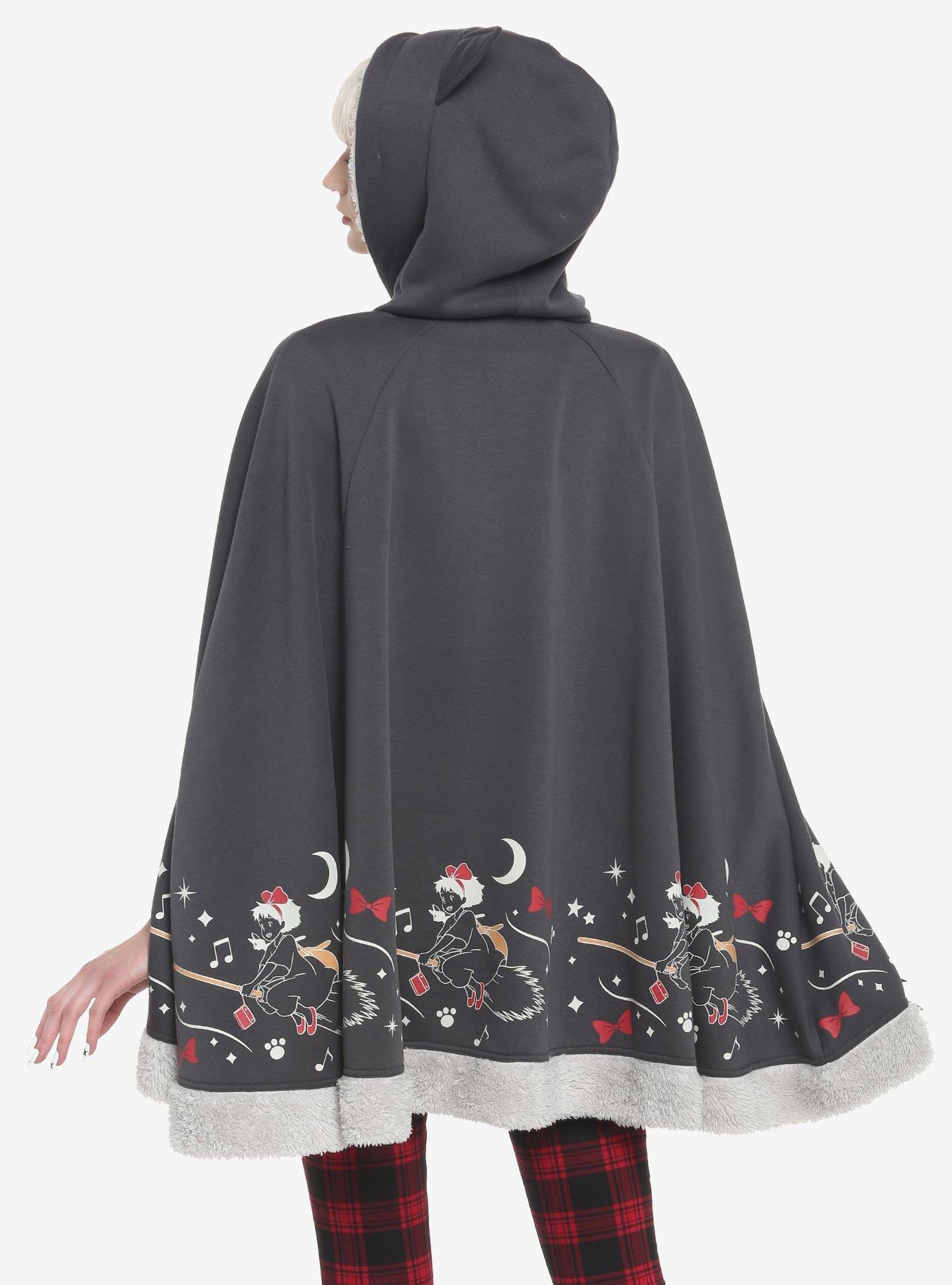 Her Universe Studio Ghibli Kiki's Delivery Service Fuzzy Trim Girls Poncho, MULTI, alternate