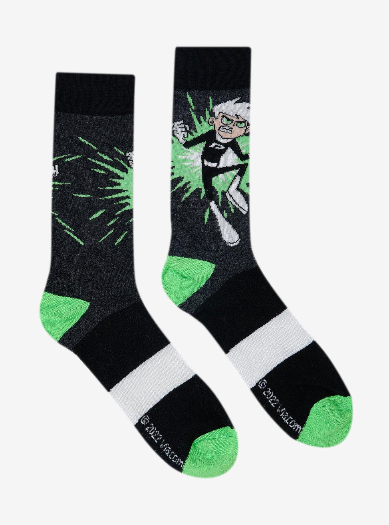 Danny Phantom Ghost Stripe Crew Socks, , alternate