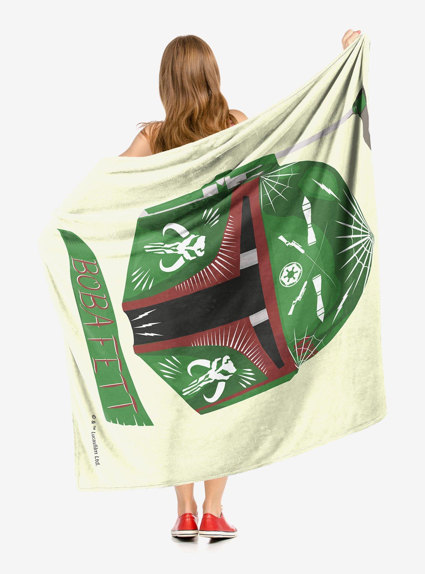 Star Wars Boba Fett Decorated Helmet Throw Blanket, , alternate