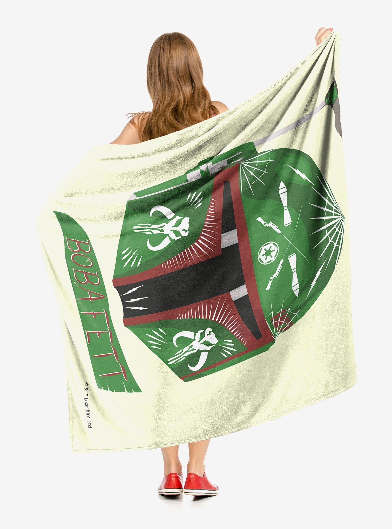 Star Wars Boba Fett Decorated Helmet Throw Blanket, , hi-res