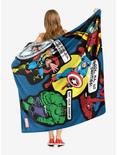 Marvel Future Fight Avengers Stickers Throw Blanket, , alternate