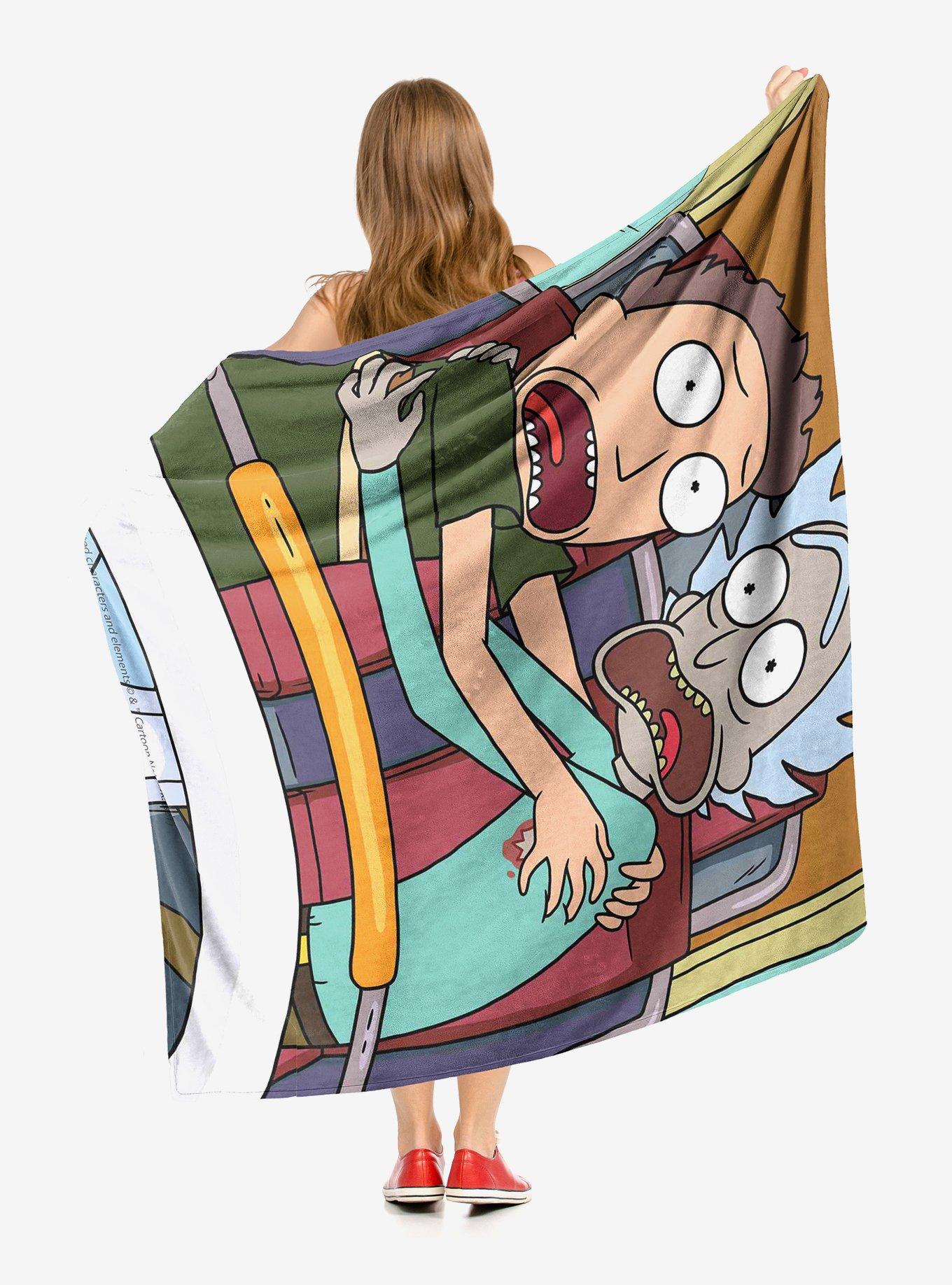 Rick And Morty Hold On Throw Blanket, , hi-res