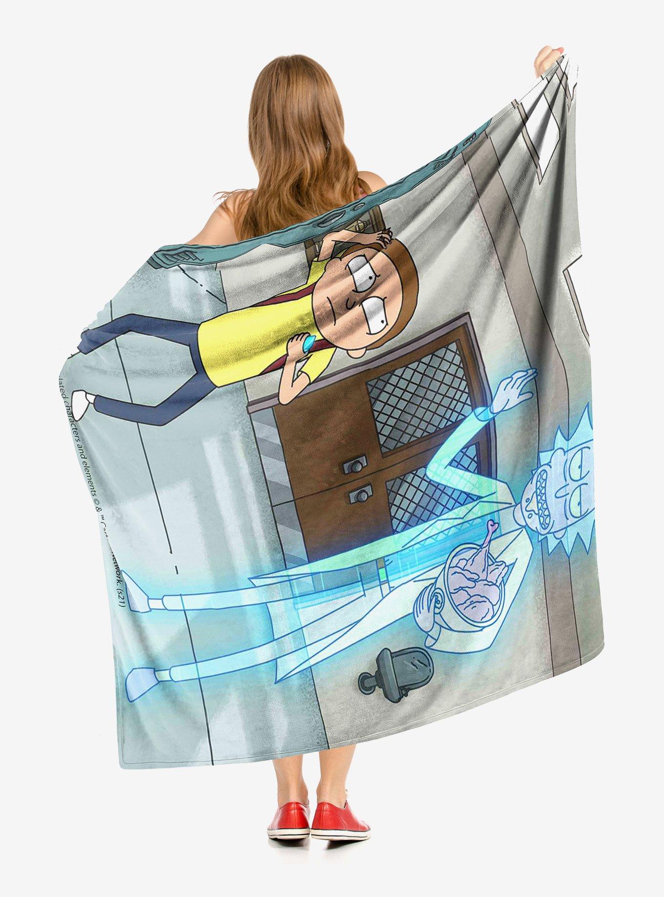 Rick And Morty Hologram Chicken Throw Blanket, , alternate