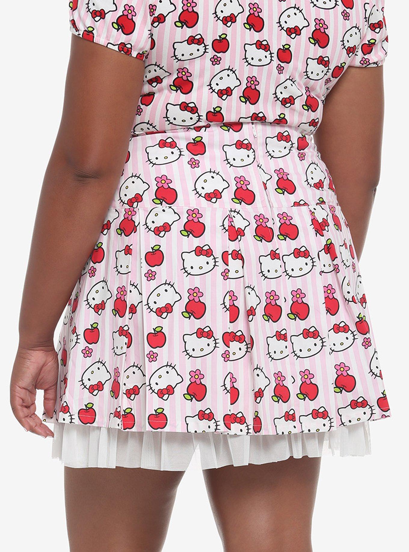 Hello Kitty Apple Stripe Pleated Skirt Plus Size, MULTI, alternate