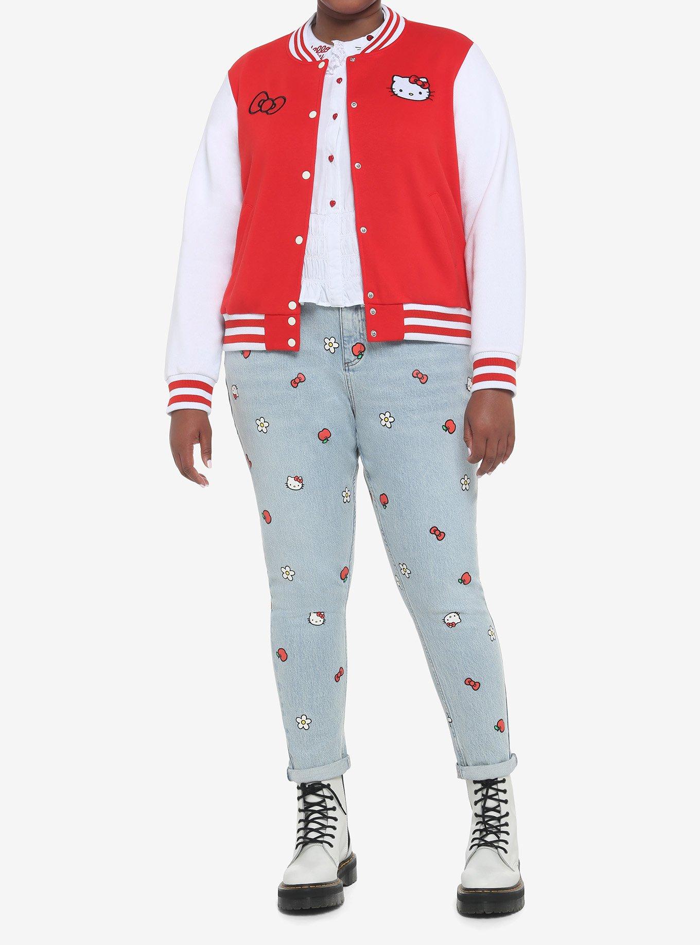 Hot topic hello 2025 kitty varsity jacket