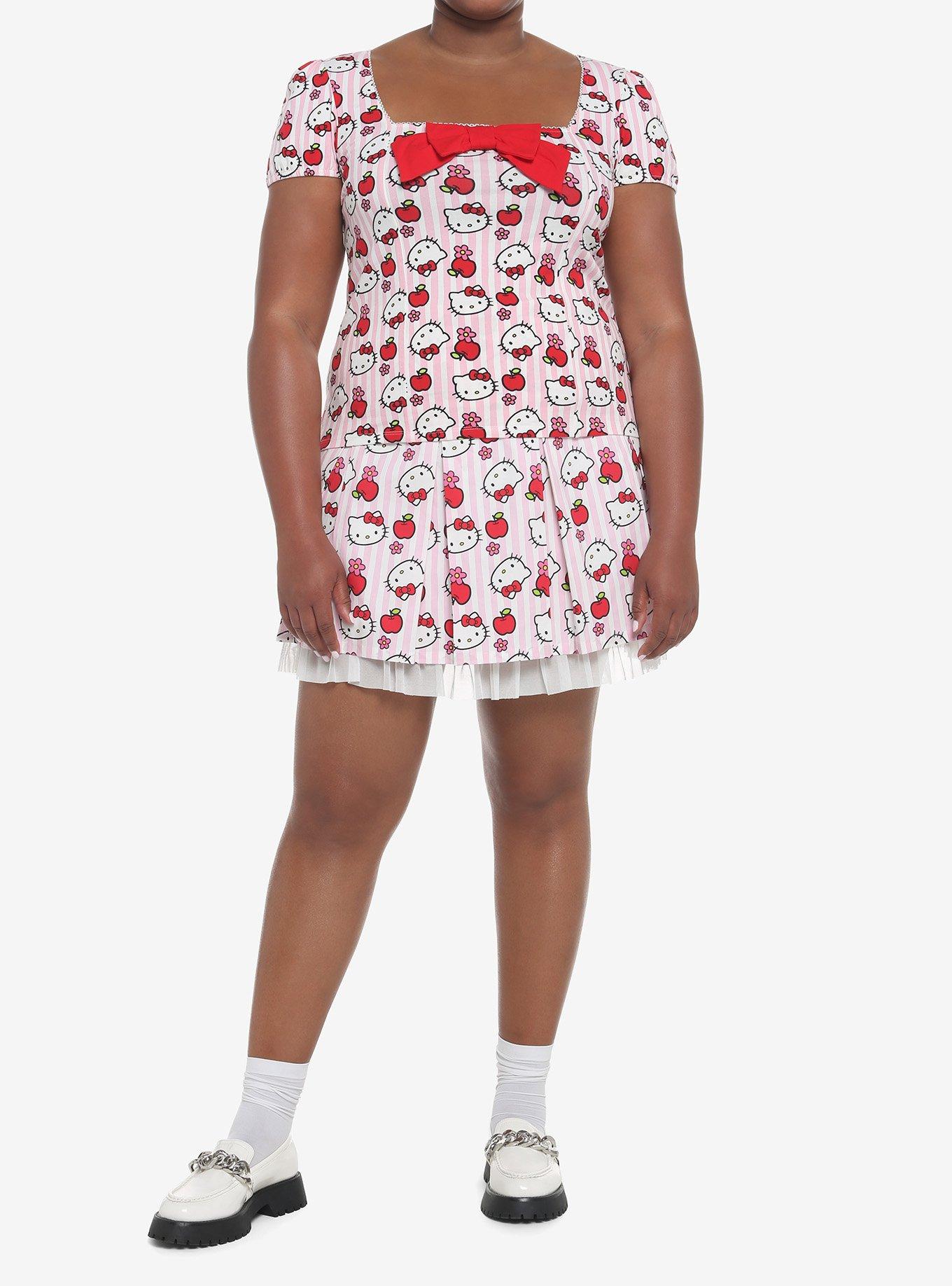 Hello Kitty Apple Stripe Girls Skimmer Top Plus Size, MULTI, alternate