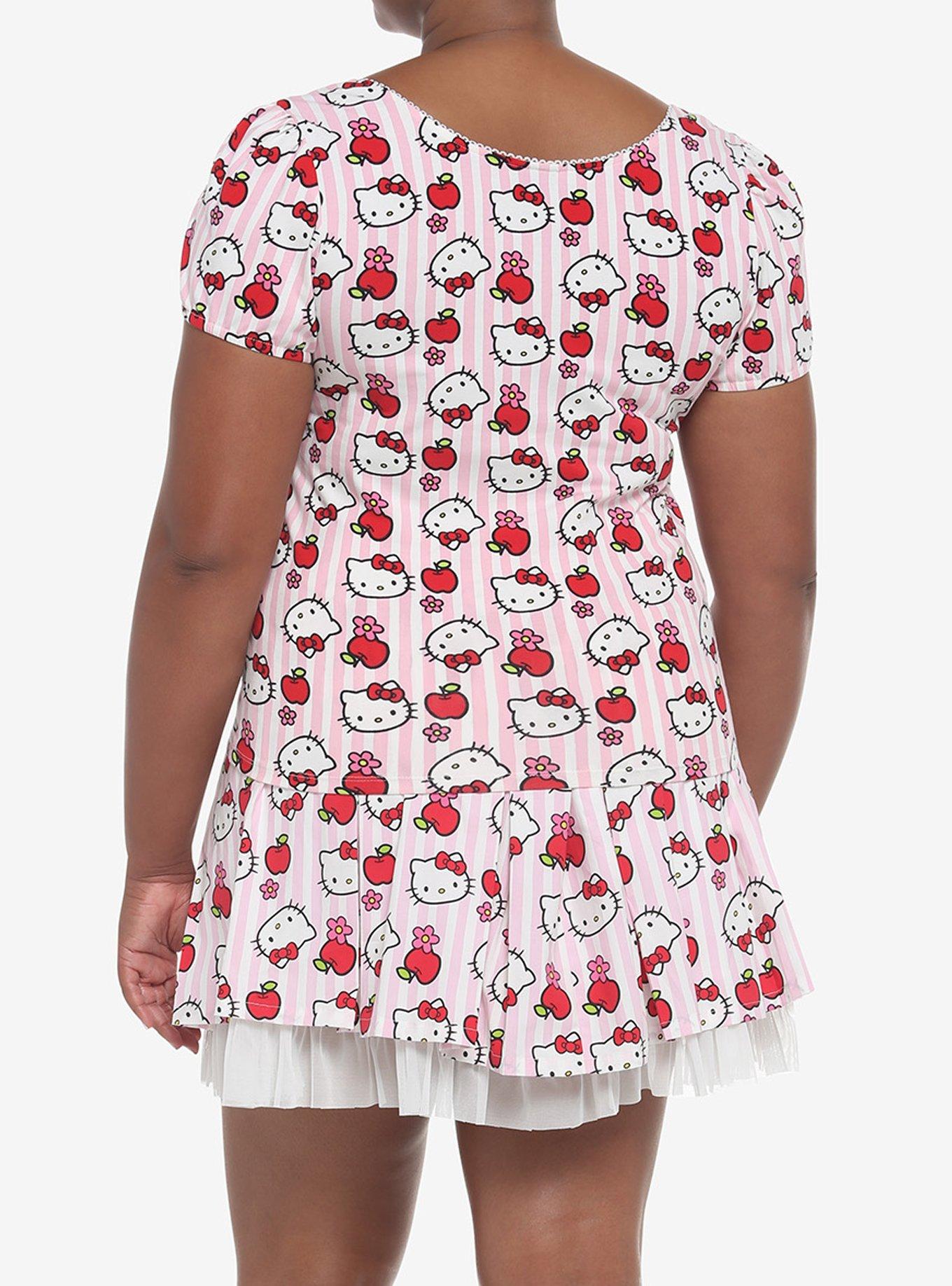 Hello Kitty Apple Stripe Girls Skimmer Top Plus Size, MULTI, alternate