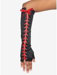 Black & Red Lace-Up Arm Warmers, , alternate