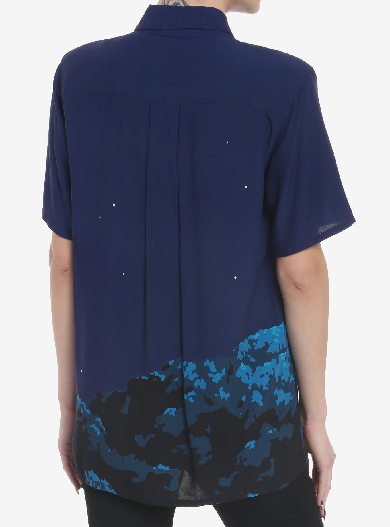 Her Universe Studio Ghibli My Neighbor Totoro Night Sky Oversized Girls Woven Button-Up, MULTI, alternate