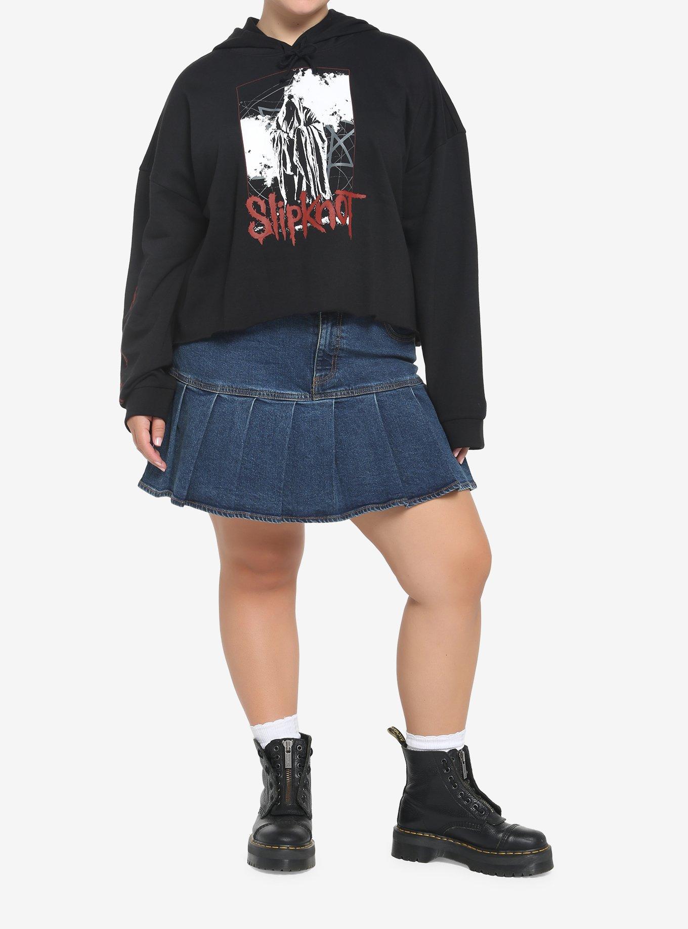 Slipknot Hooded Figure Girls Crop Hoodie Plus Size, BLACK, alternate