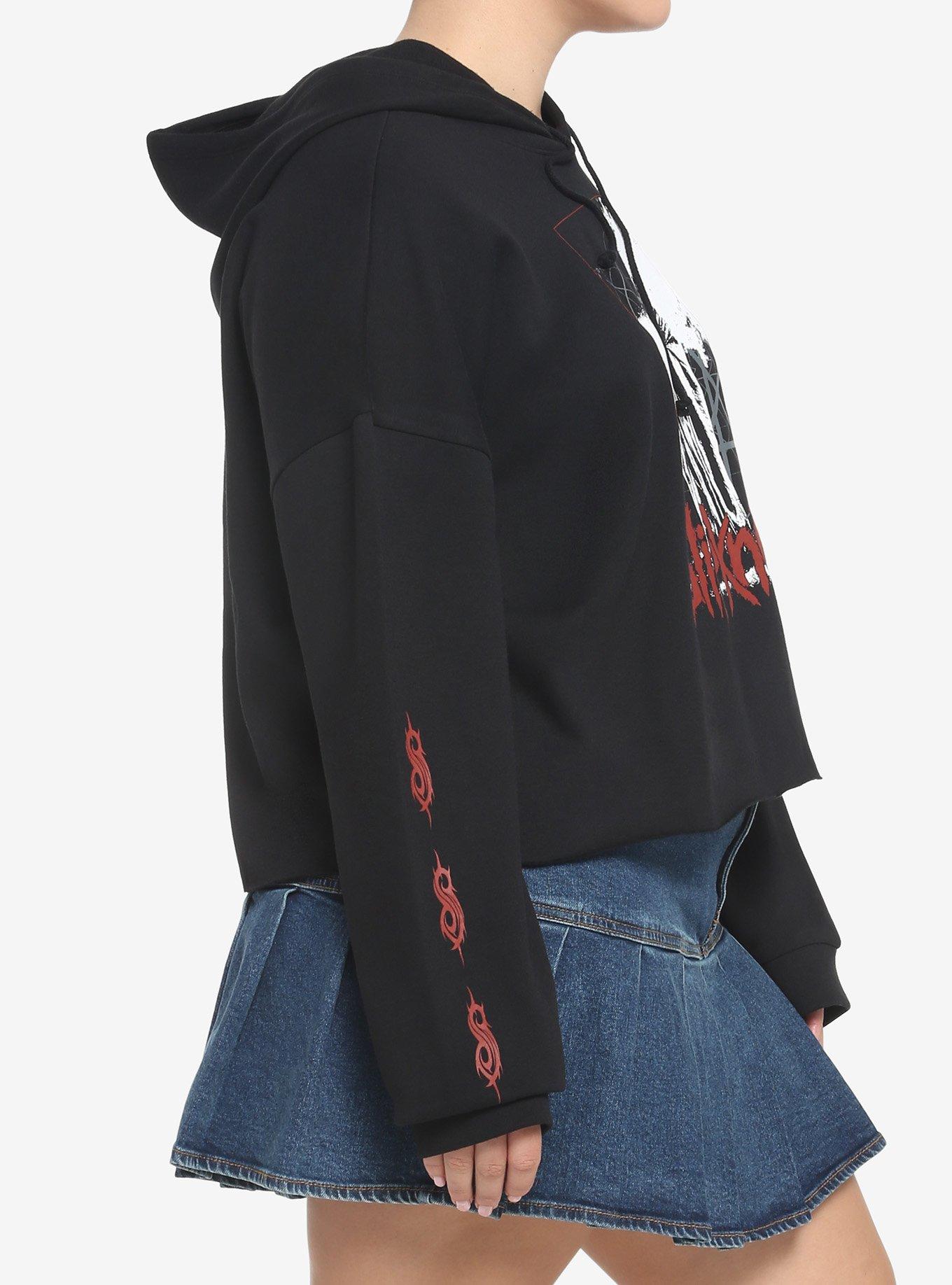 Slipknot Hooded Figure Girls Crop Hoodie Plus Size, BLACK, alternate