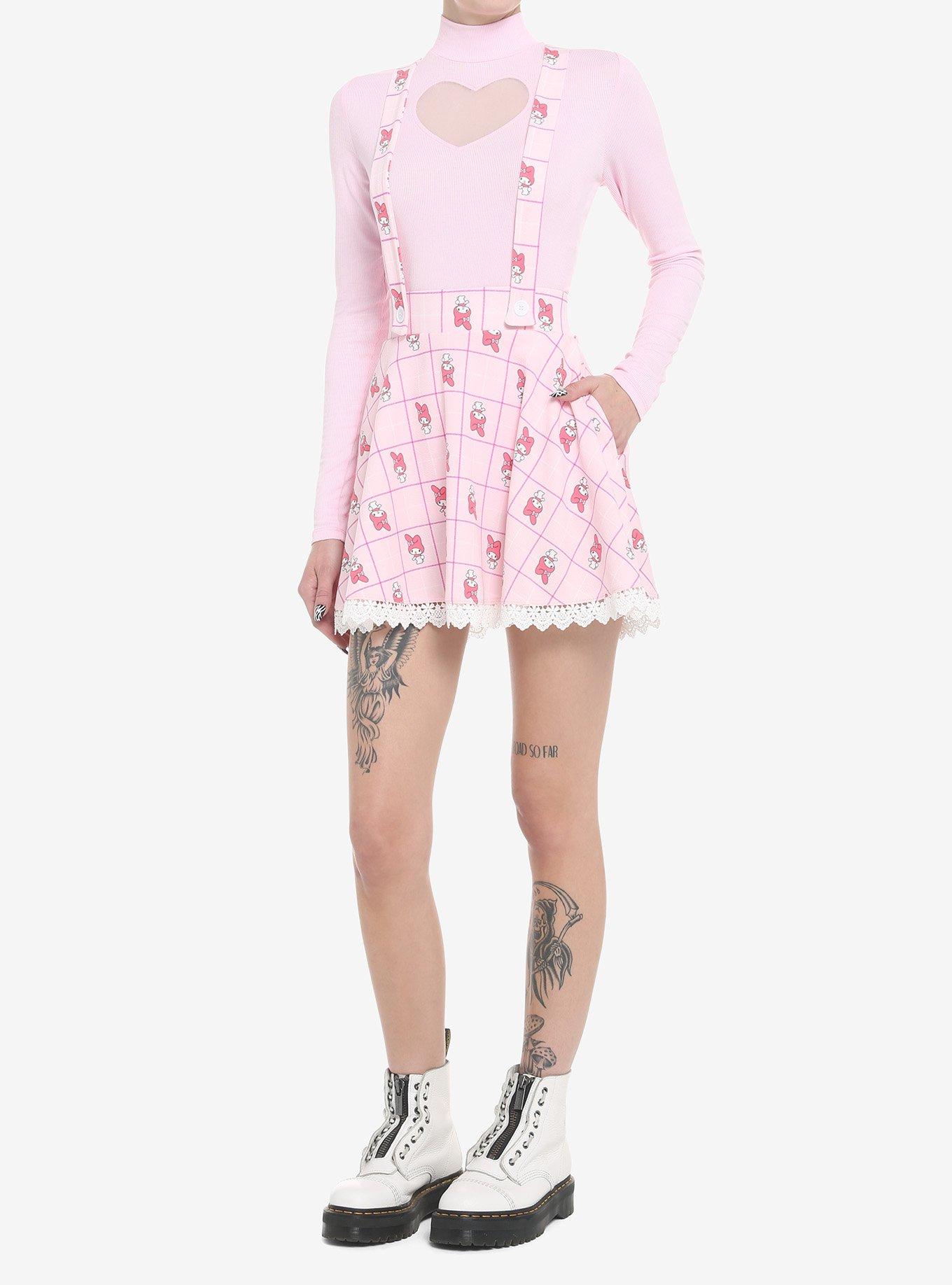 My Melody Plaid & Lace Suspender Skirt, MULTI, alternate - view 2