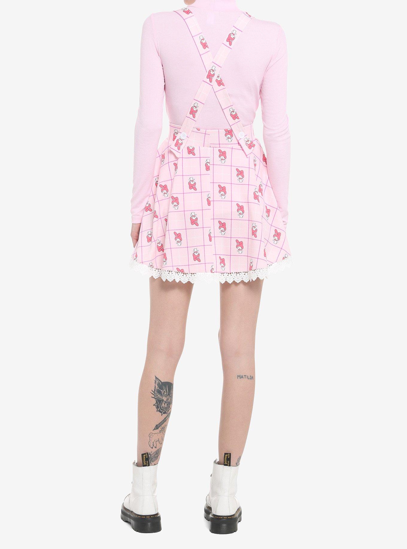 My Melody Plaid & Lace Suspender Skirt, MULTI, alternate - view 3