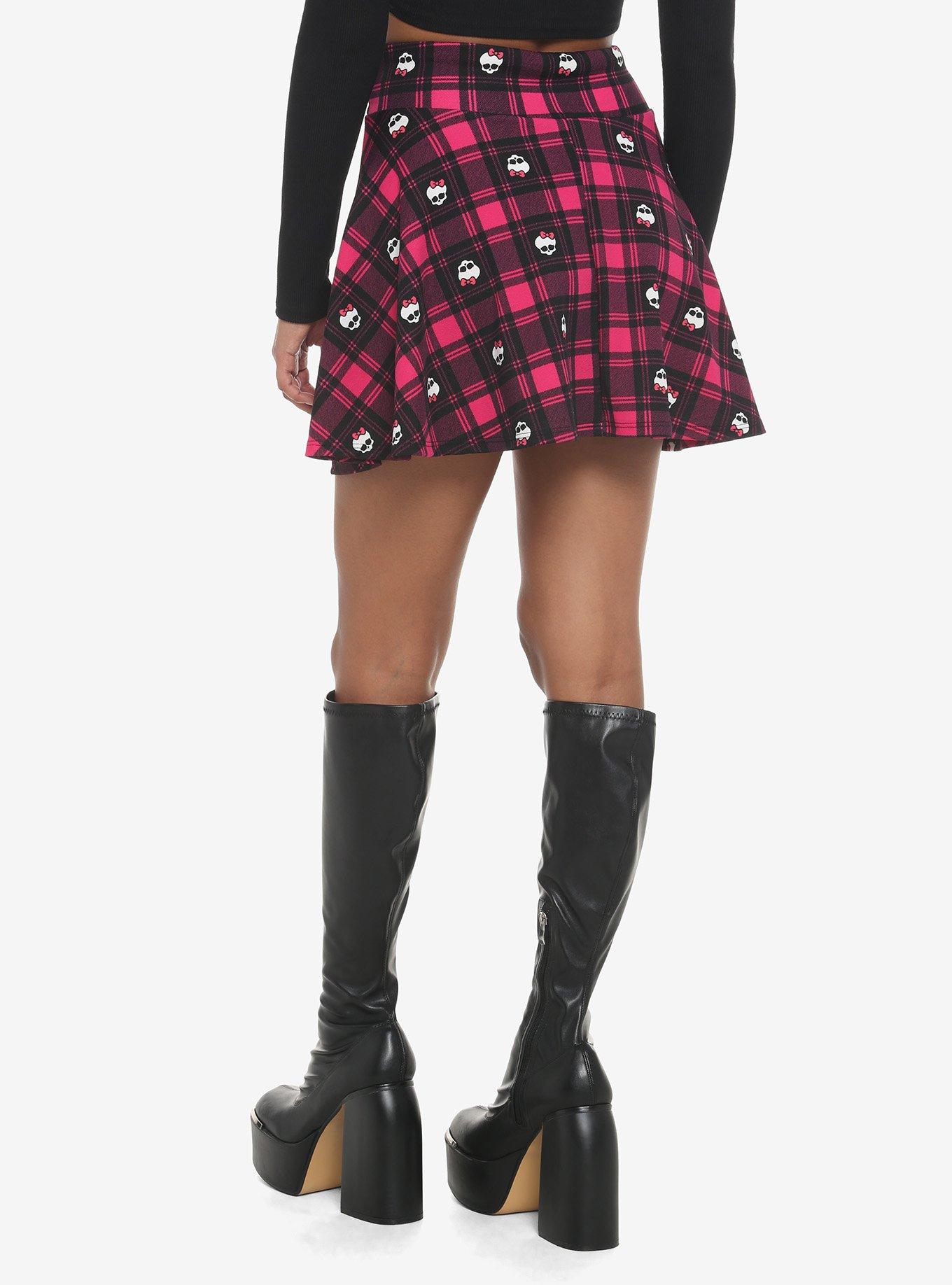 Monster High Skulls Plaid Skirt, MULTI, alternate