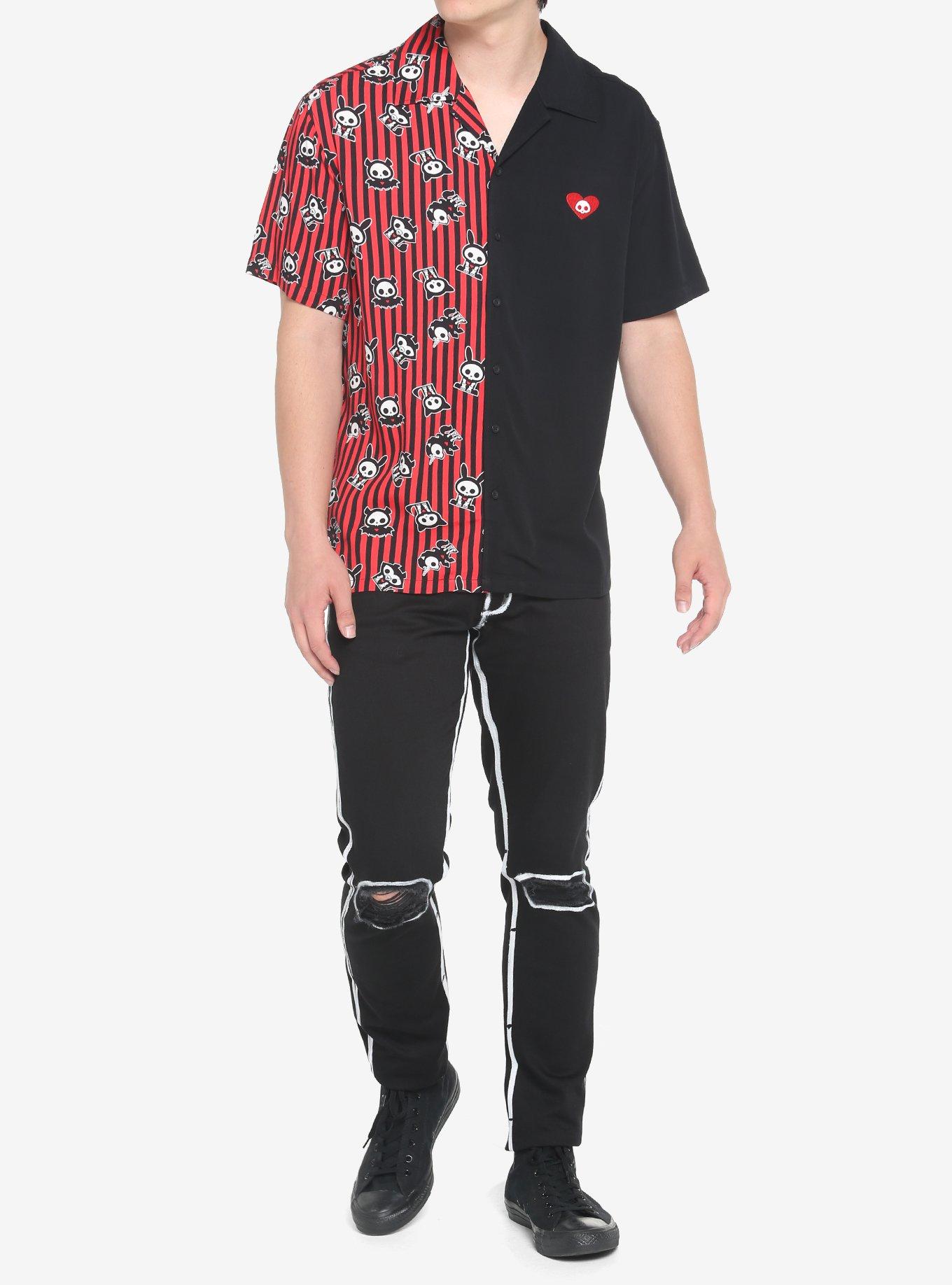 Skelanimals Stripe Split Woven Button-Up, MULTI, alternate