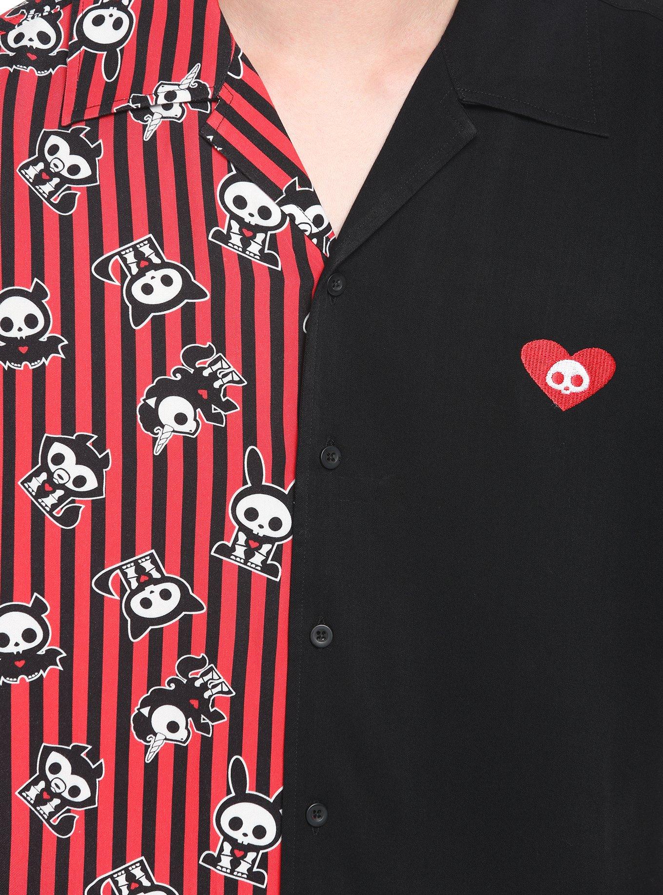 Skelanimals Stripe Split Woven Button-Up, MULTI, alternate