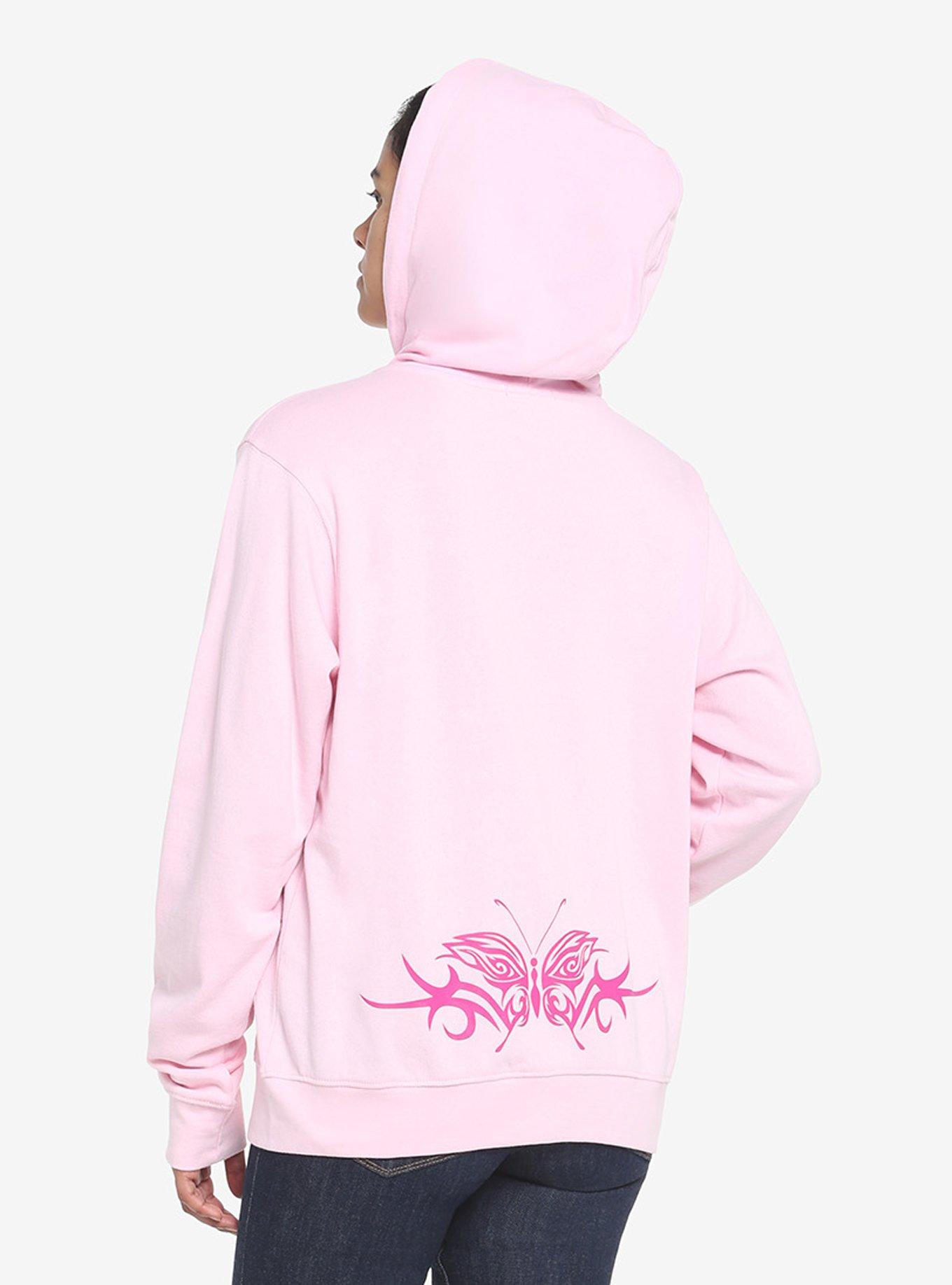 Pink Butterfly Y2K Girls Hoodie, MULTI, alternate