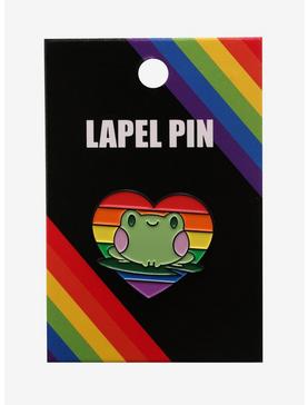Frog Rainbow Heart Enamel Pin, , hi-res