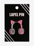 Cat Headphones Enamel Pin, , alternate