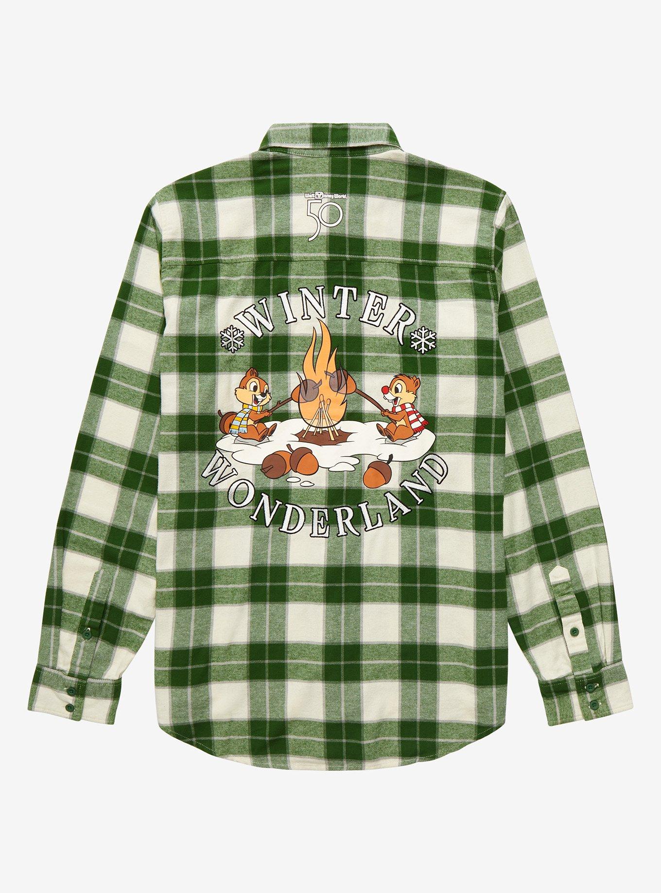Disney Walt Disney World 50th Anniversary Chip 'n' Dale Winter Wonderland Women's Flannel - BoxLunch Exclusive, PLAID, alternate