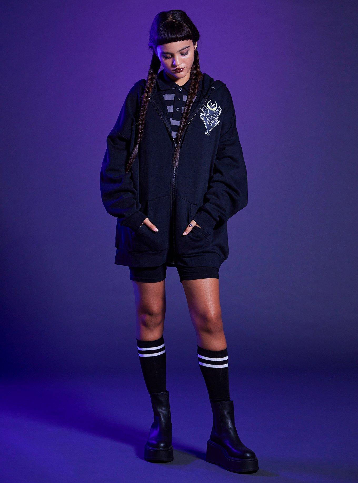Wednesday Darkness Friend Oversized Hoodie, DEEP BLACK, alternate