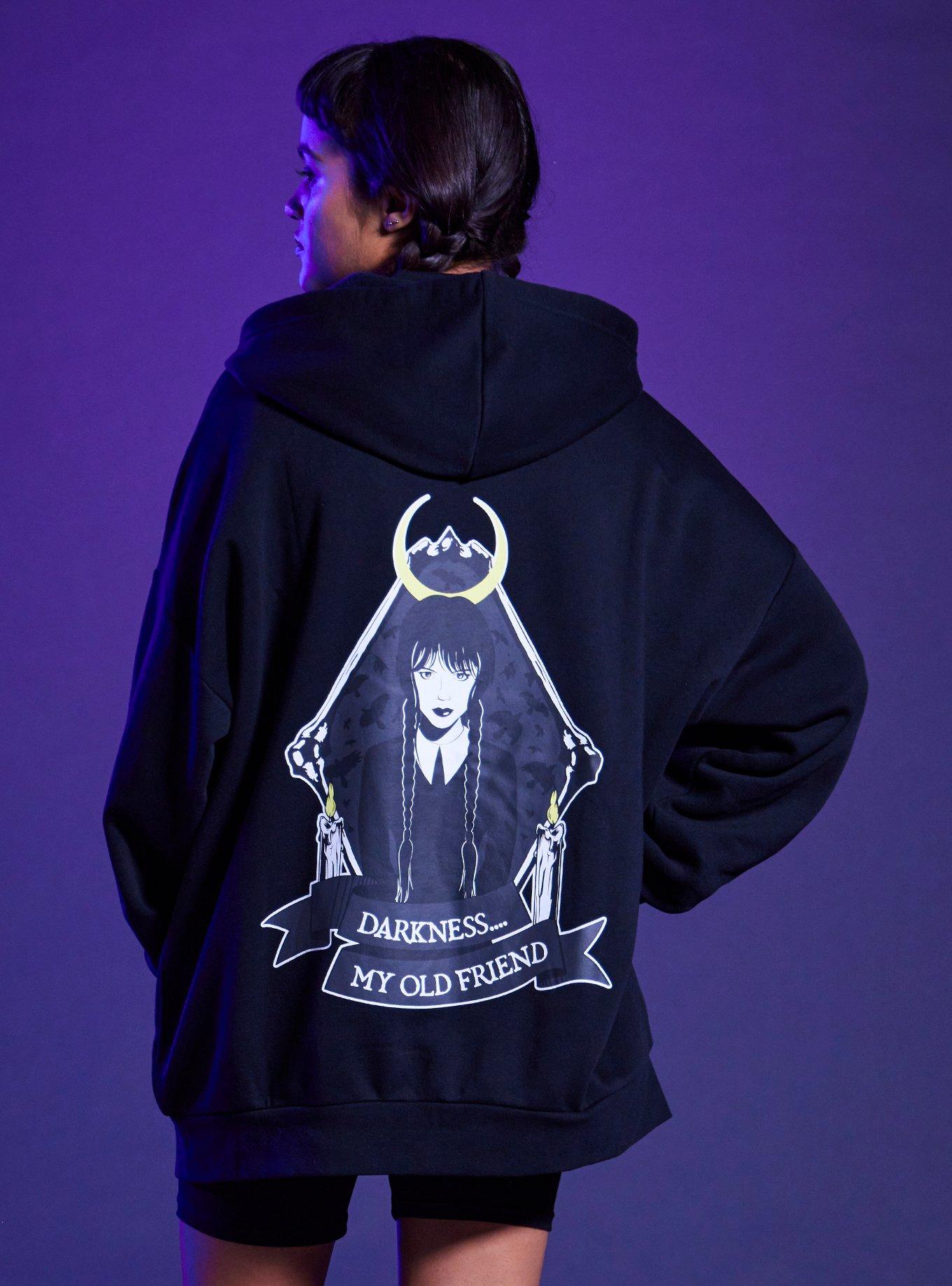 Wednesday Darkness Friend Oversized Hoodie, DEEP BLACK, alternate