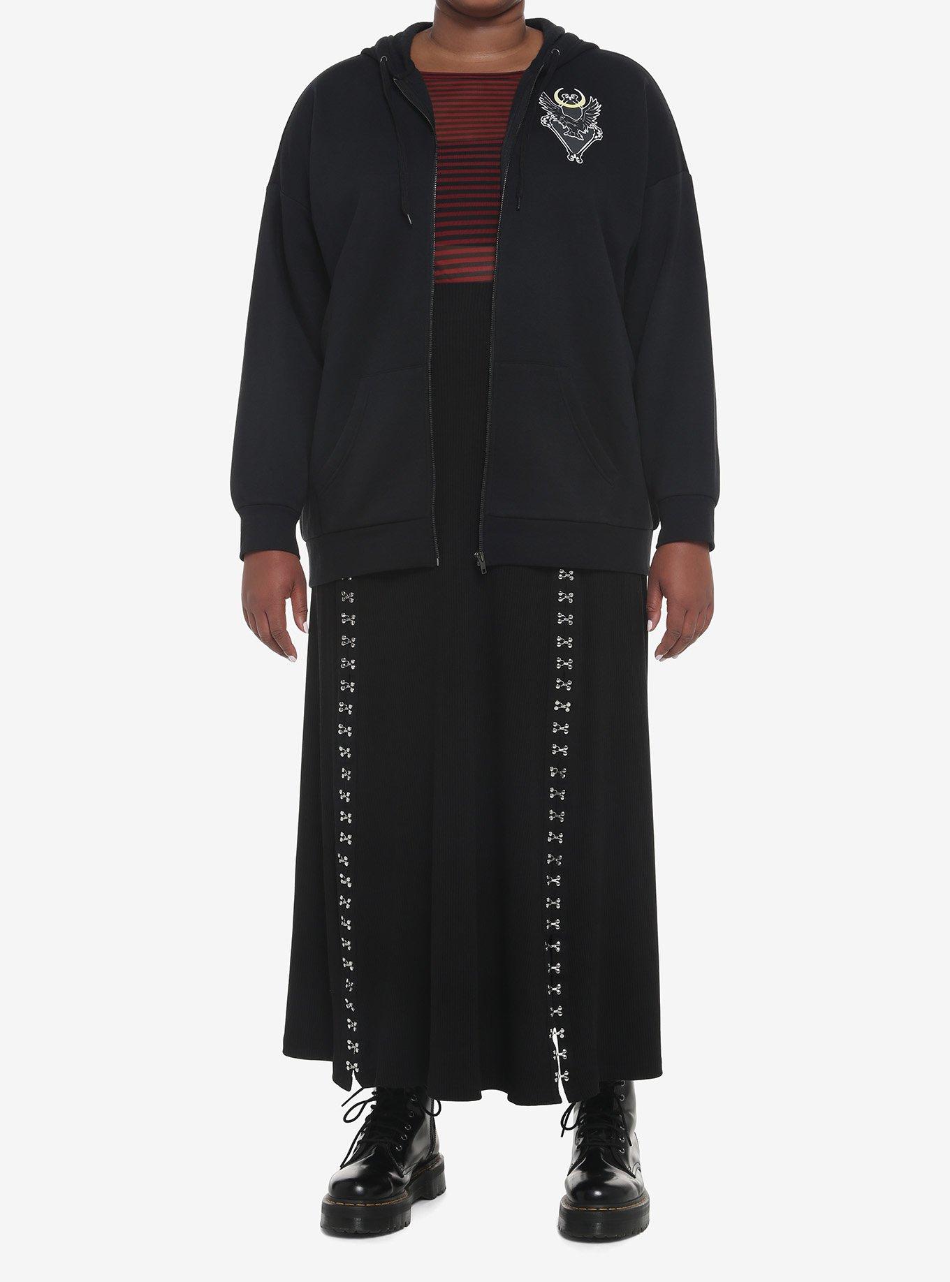 Wednesday Darkness Friend Oversized Hoodie Plus Size, DEEP BLACK, alternate - view 2