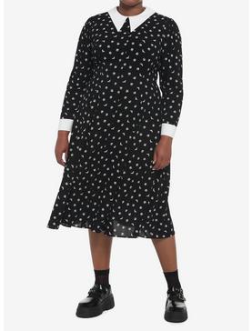 Wednesday Icons Collar Long-Sleeve Dress Plus Size, , hi-res