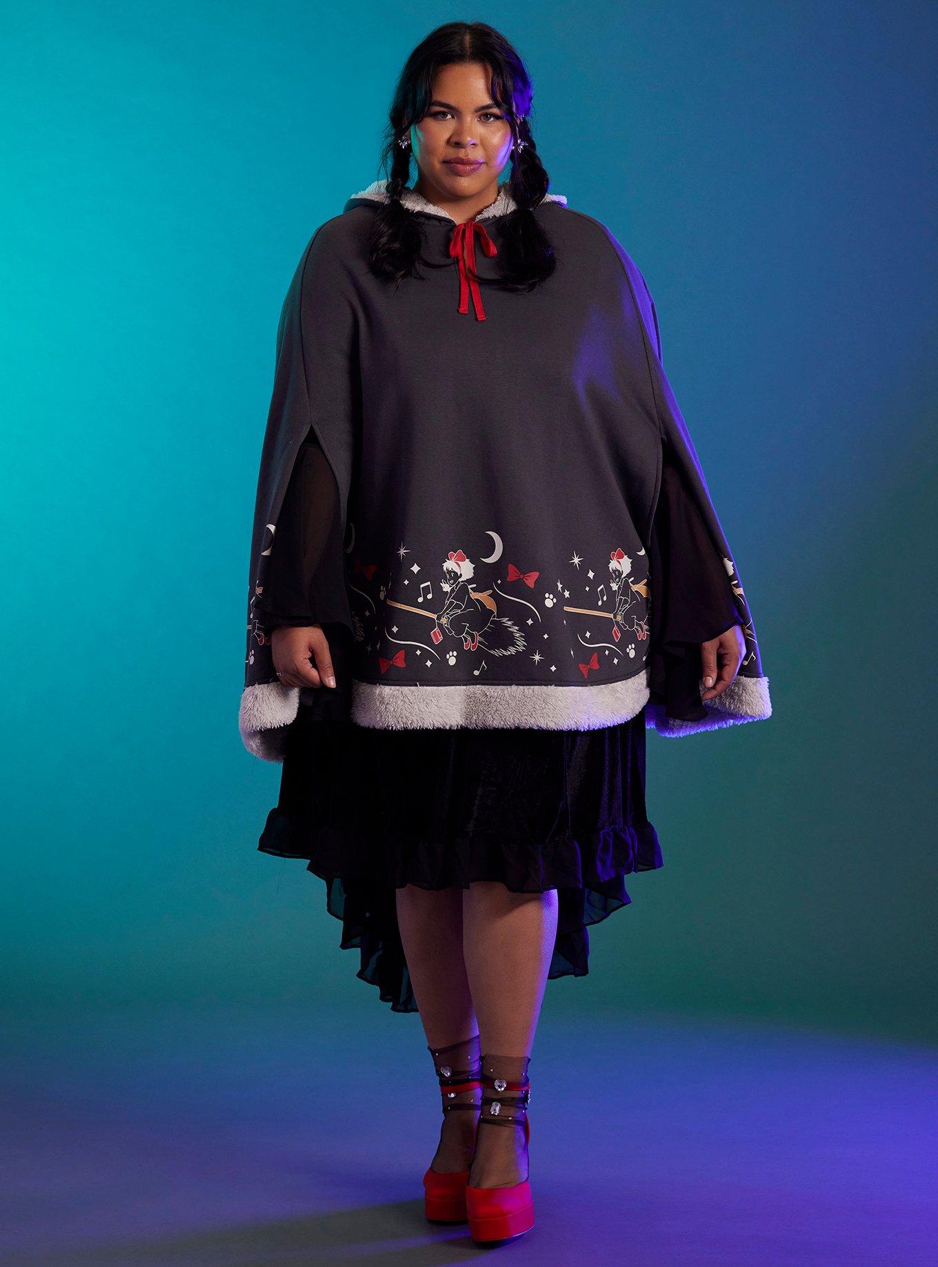 Her Universe Studio Ghibli Kiki's Delivery Service Fuzzy Trim Poncho Plus Size, MULTI, alternate