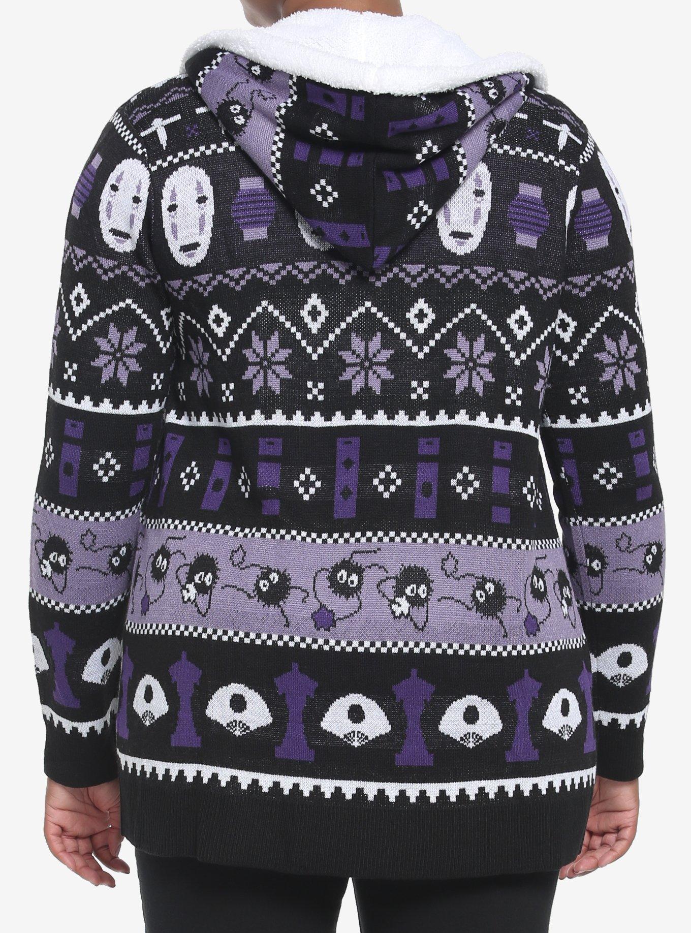 Her Universe Studio Ghibli Spirited Away Fair Isle Sherpa Open Cardigan Plus Size, MULTI, alternate