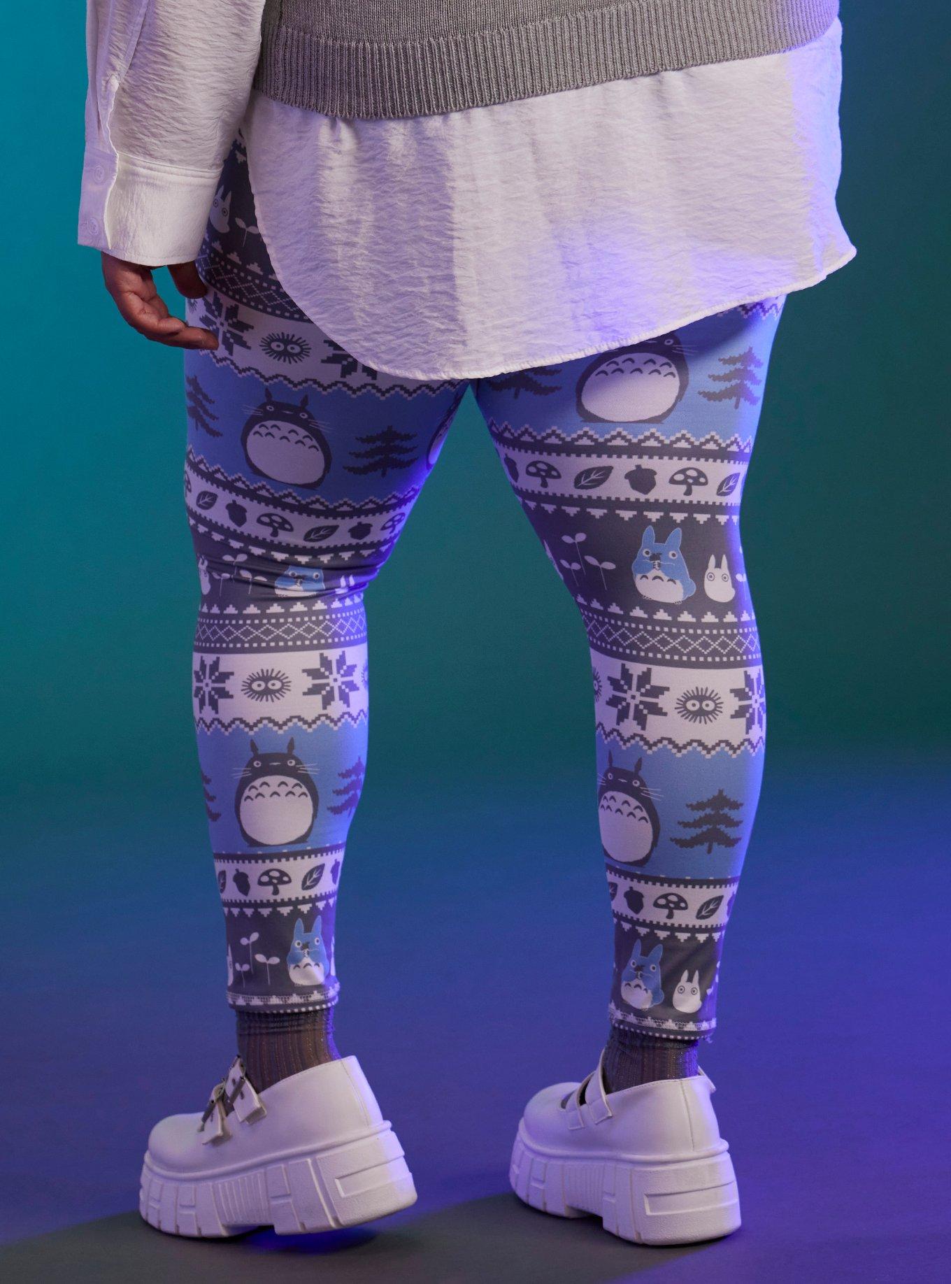 Her Universe Studio Ghibli My Neighbor Totoro Holiday Fair Isle Leggings Plus Size, MULTI, alternate