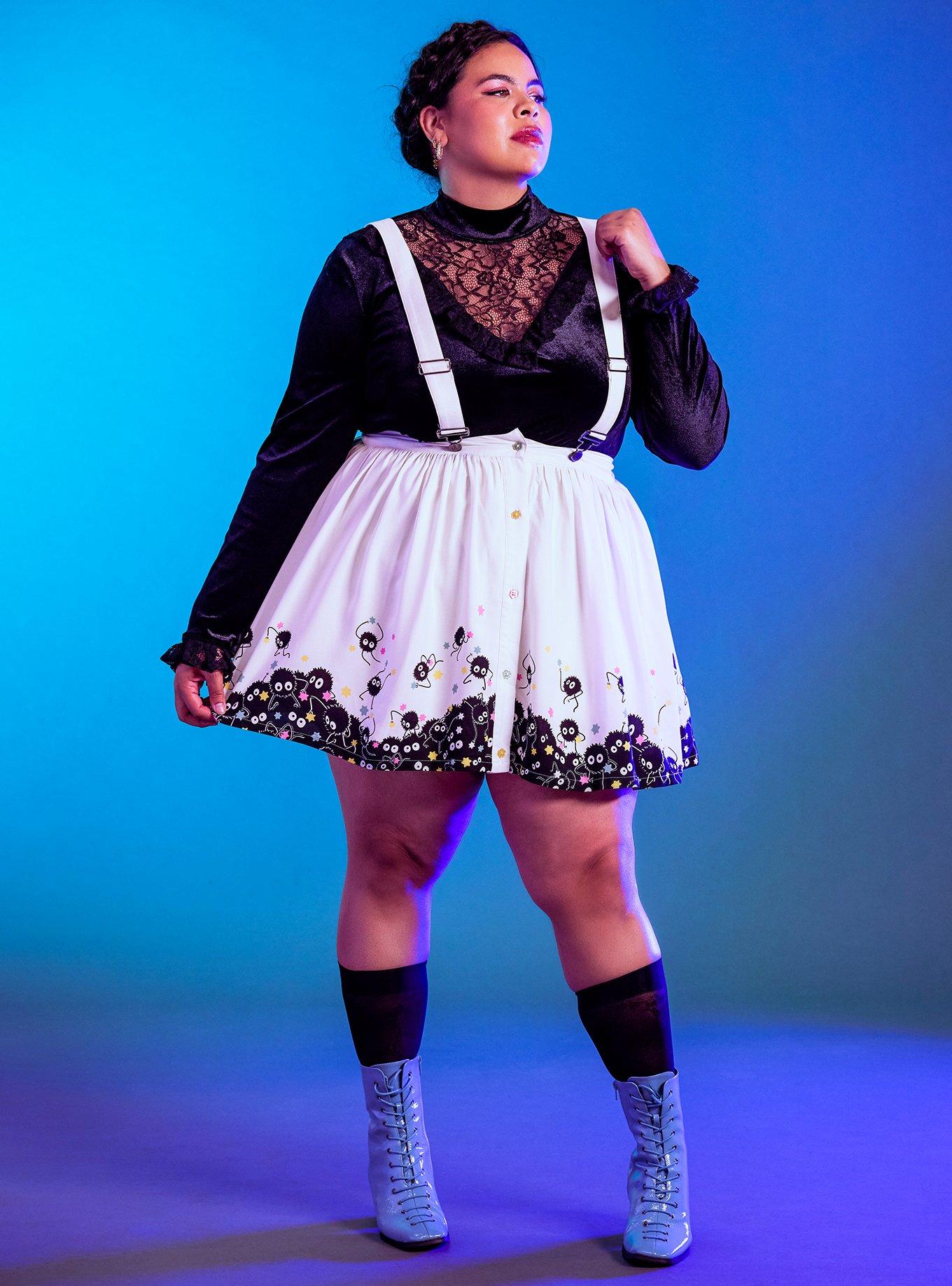 Her Universe Studio Ghibli Spirited Away Soot Sprites Star Candy Suspender Skirt Plus Size, MULTI, alternate