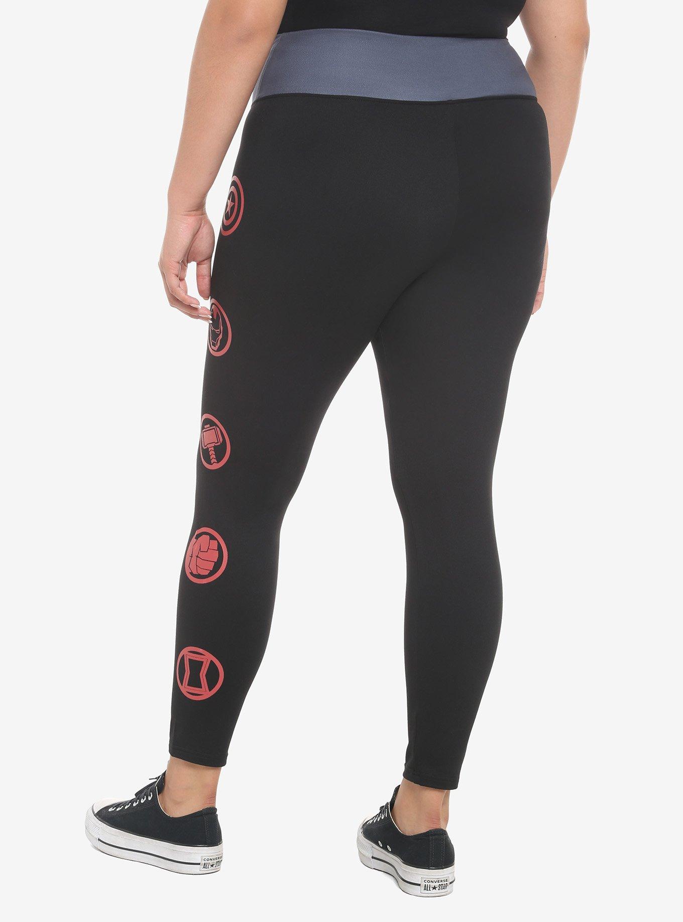 Her Universe Marvel Avengers Icons Leggings Plus Size, BLACK  RED, alternate