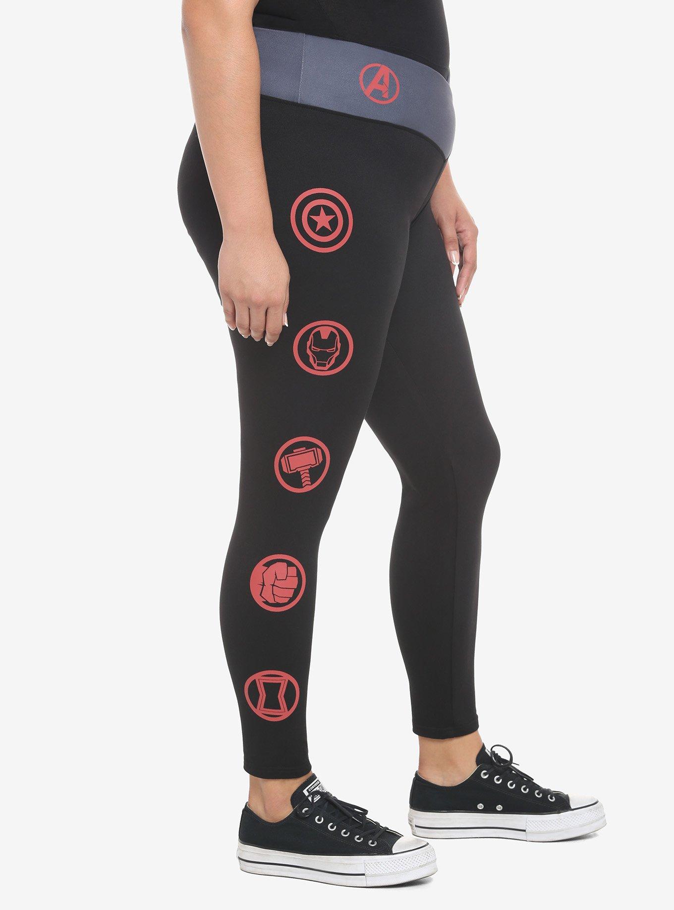 Her Universe Marvel Avengers Icons Leggings Plus Size, BLACK  RED, alternate