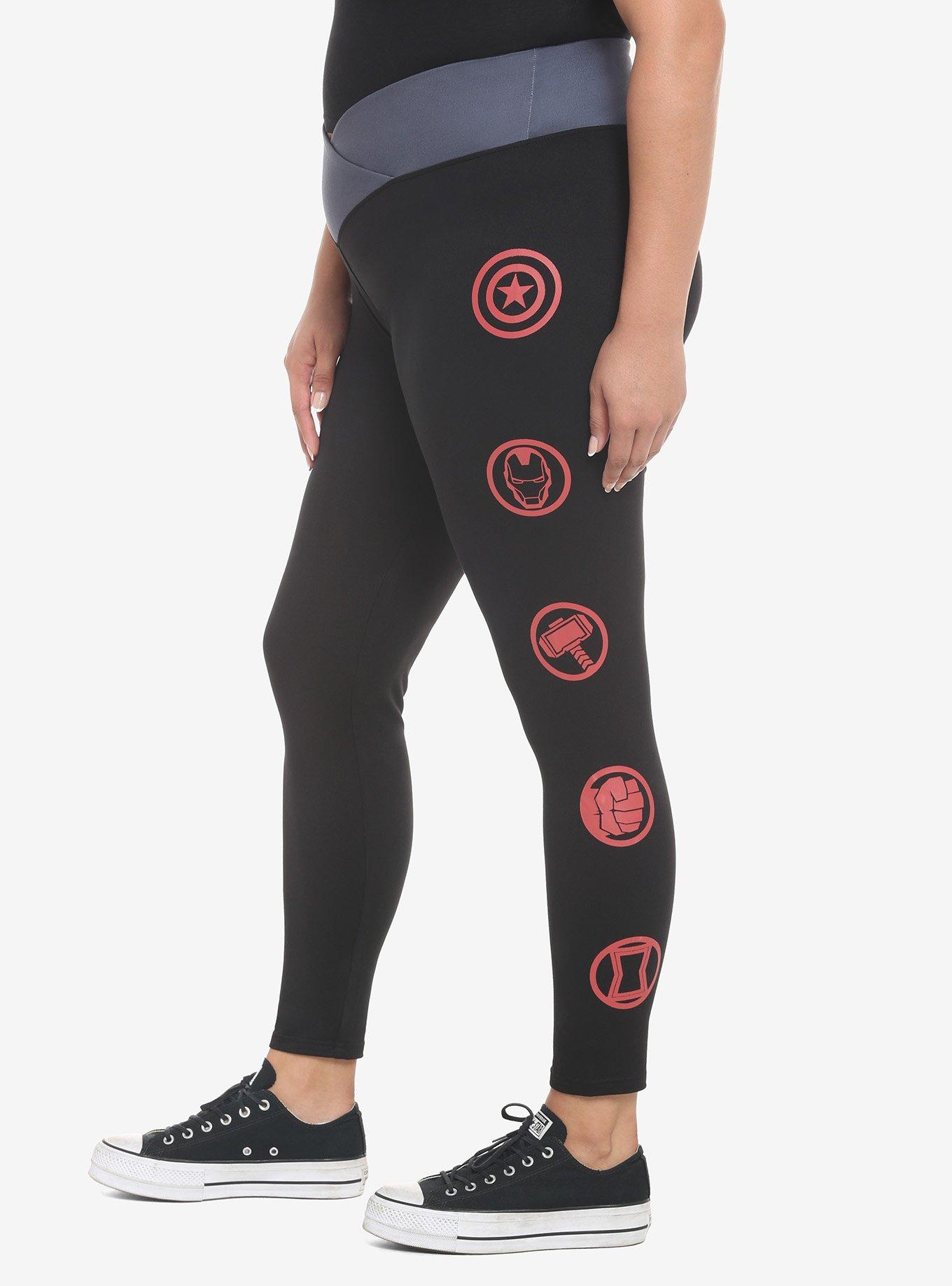 Her Universe Marvel Avengers Icons Leggings Plus Size, BLACK  RED, alternate