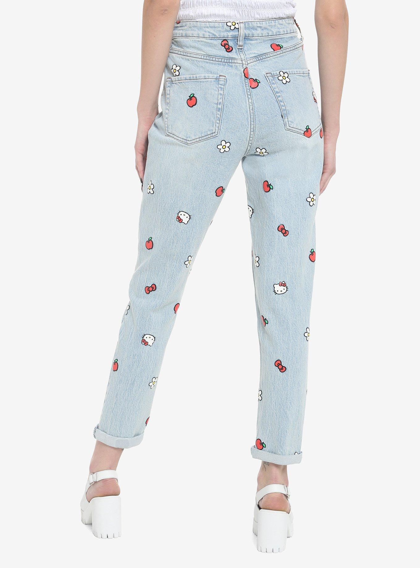 Hello Kitty Icons Mom Jeans, LIGHT WASH, alternate