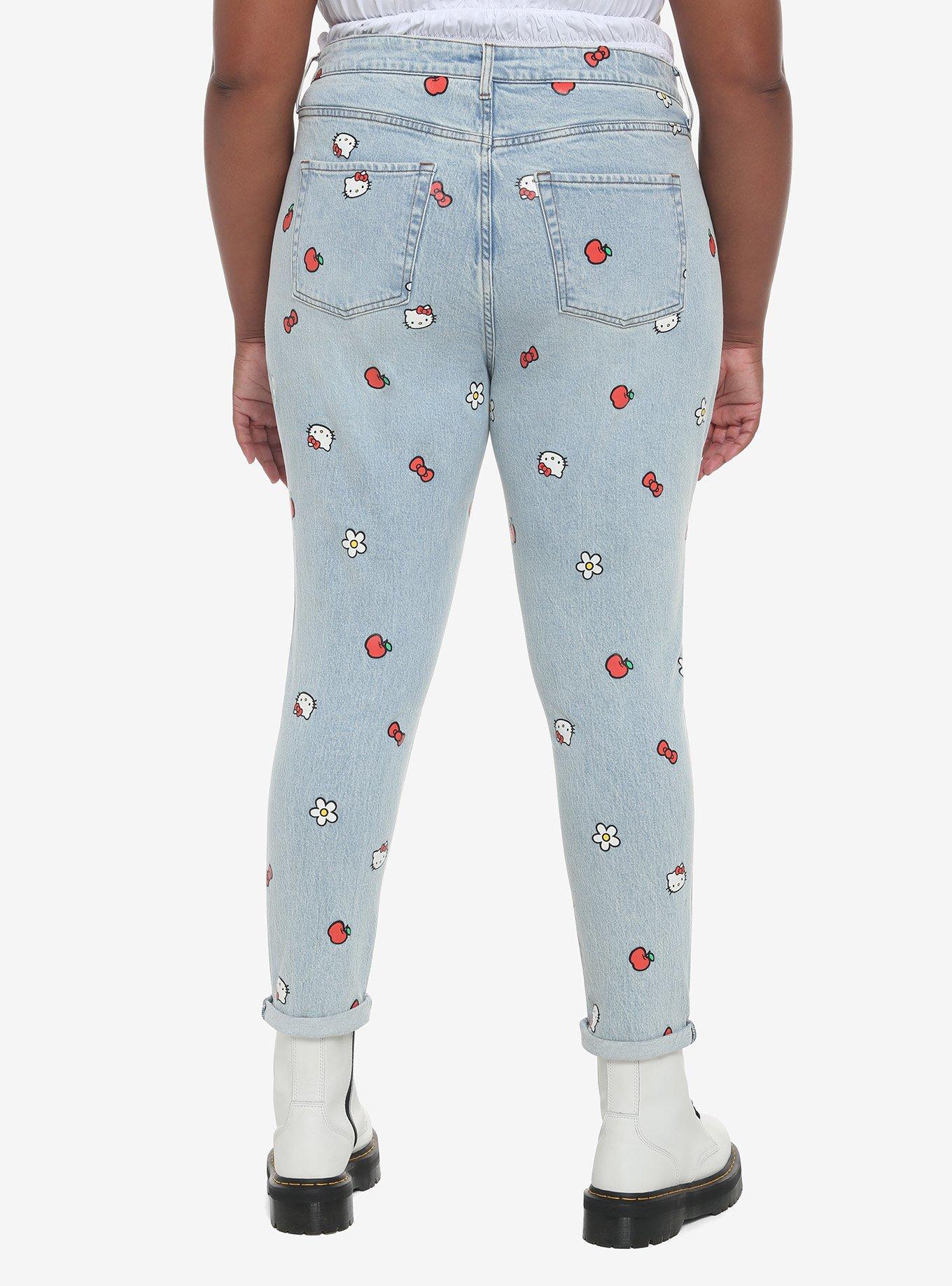 Hello Kitty Icons Mom Jeans Plus Size, LIGHT WASH, alternate
